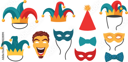 Vibrant party masks and hats for festive fun and celebration