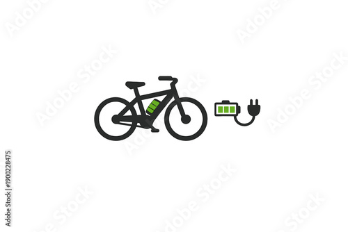 Electric bike charging with a battery connected, showcasing a modern mode of transport for eco-friendly travel and commuting