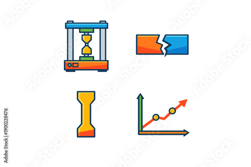 Various icons representing time, progress, and change in an abstract design suitable for business or educational contexts