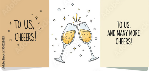 Vintage clock vector illustration for a happy new year midnight celebration featuring champagne glasses and party decoration to mark the holiday time