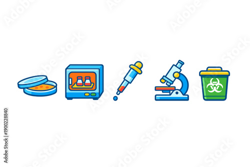 Laboratory tools and equipment for scientific research in a lab setting during daytime hours