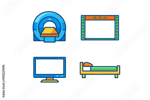 Different medical equipment and furniture found in a healthcare setting with a focus on patient care and treatment options in a hospital or clinic