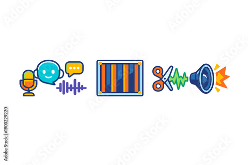 Sound editing process involves voice recording, audio modulation, and applying sound effects to create clean audio for media