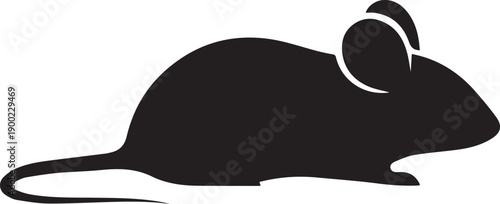 a black silhouette of a mouse on a white background