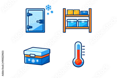 Different types of storage for food and temperature control at a kitchen setting during the day