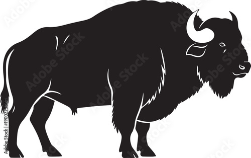 Silhouette of a majestic bison standing in profile a symbol of the plains