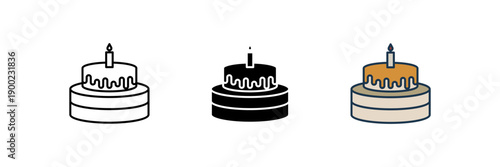 cake icon. Line, solid and filled outline colorful version, outline and filled vector sign. Idea Symbol, logo illustration. Vector graphics