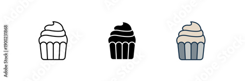 cake icon. Line, solid and filled outline colorful version, outline and filled vector sign. Idea Symbol, logo illustration. Vector graphics
