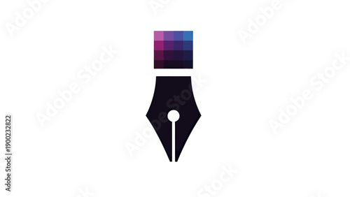 A black pen nib with a gradient square top. White background