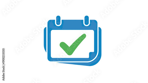 A calendar icon featuring a green checkmark indicating a completed or approved task
