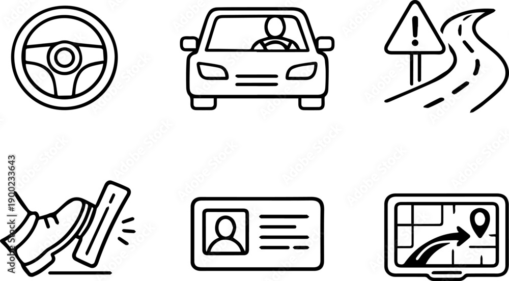 Fototapeta premium Car, road safety and GPS icons.