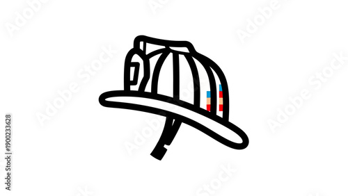 Simple vector illustration of a traditional fire helmet, black outline on white