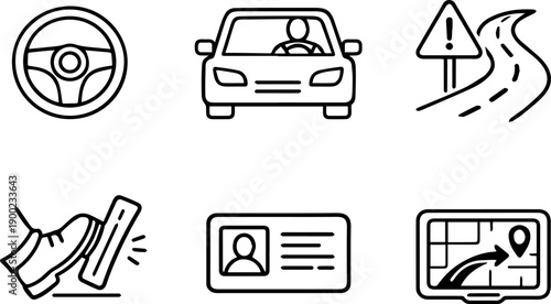 Car, road safety and GPS icons.
