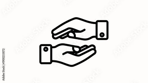 A minimalist icon of two hands, one cupped, one over, suggesting giving/receiving