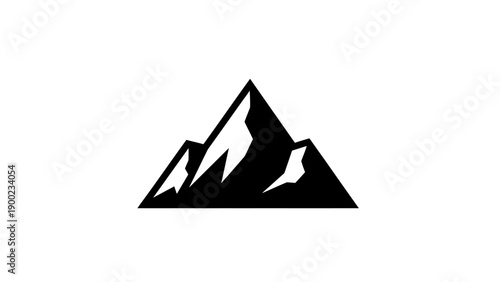 A black and white graphic of a mountain range with jagged peaks on a white background