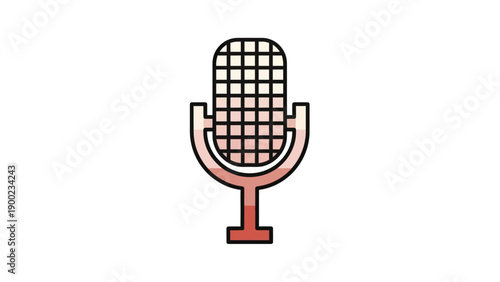 A flat-design microphone icon with a red and cream color scheme against a white background
