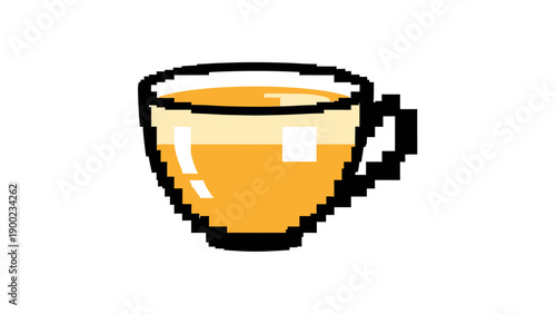 Pixel art depiction of a glass mug filled with layered orange-hued beverage