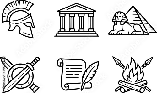 Ancient History Symbols Vector Line Icon