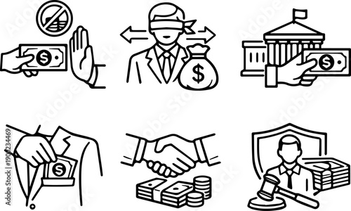Corruption Bribery Business Money Law Icons