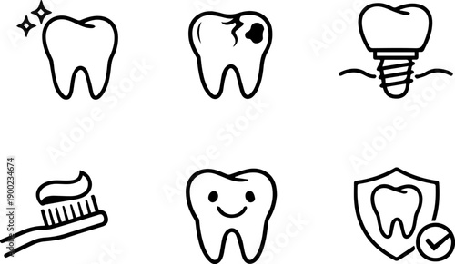 Tooth Care Dental Implant Vector Line Icon

