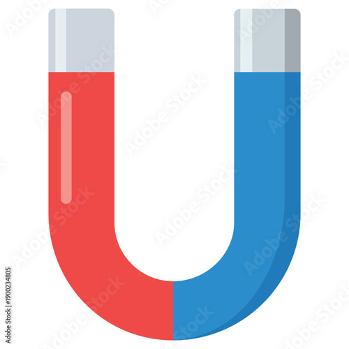 Magnetic Force Illustration: A vibrant illustration showcases a classic horseshoe magnet, with distinct red and blue polarities, symbolizing attraction and the principles of magnetism.