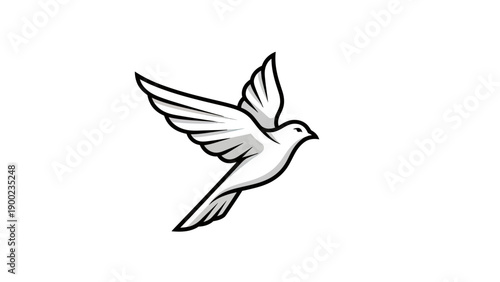 Fotografía A stylized dove in flight, rendered in monochrome