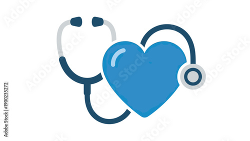 A blue heart with stethoscope illustration, health concept