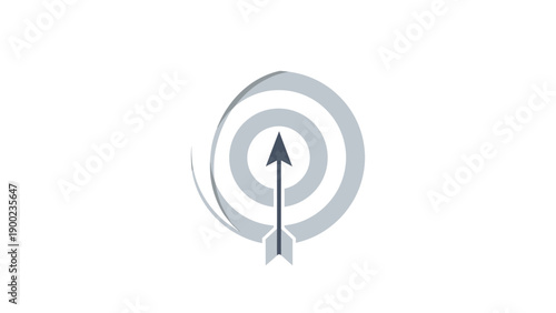 A gray-and-white graphic of an arrow aiming at a target