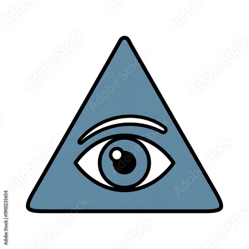 Eye inside triangle symbol.