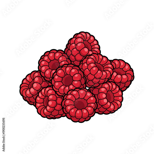 Pile of ripe red raspberries.