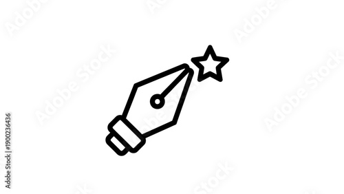 A black pen nib icon points to a five-pointed star on a white background