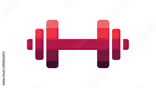A simplified, layered-color barbell illustration in shades of red on a white background