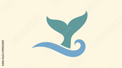 Simple, minimalist illustration of a whale tail breaking the water's surface