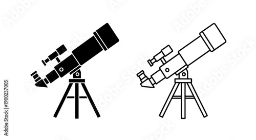 Astronomy Telescope on Tripod Vector Icon for Space Science Exploration