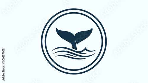 A circular logo features a whale tail breaking the water's surface. A classic, clean design
