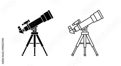 Space Astronomy Telescope Vector Icon for Cosmic Exploration and Research