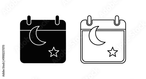 Ramadan Calendar Date with Crescent Moon Star Vector Icon Islamic Event