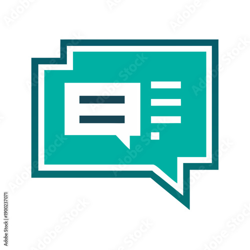 Chat message icon in modern style with teal background  