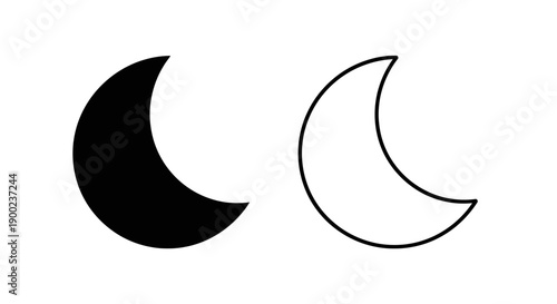 Minimalist Crescent Moon Icon for Night Sky and Islamic Spiritual Concepts Vector