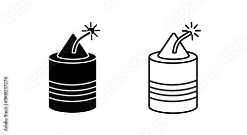 Black Firecracker or Dynamite Stick Icon for Celebration Explosions