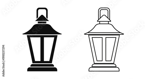 Traditional Black Lantern Icon for Festive Ramadan or Islamic Holiday Celebration