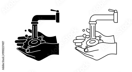 Washing Hands with Soap and Water Vector Icon