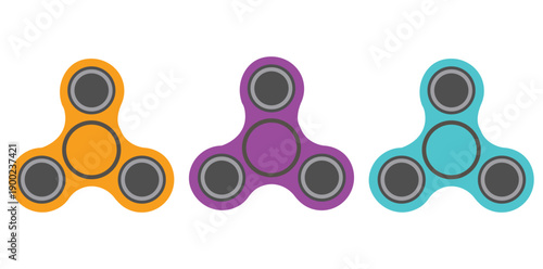 Spinning Colors: A colorful array of fidget spinners in vibrant orange, purple, and blue, each a symbol of focus and fun.