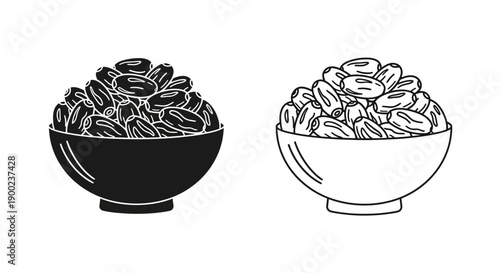 Bowl of Dates Vector Icon