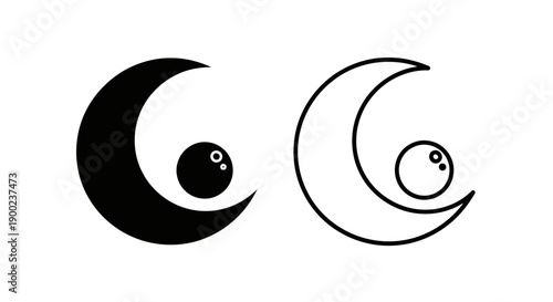 Abstract Moon and Orbit Vector Graphic