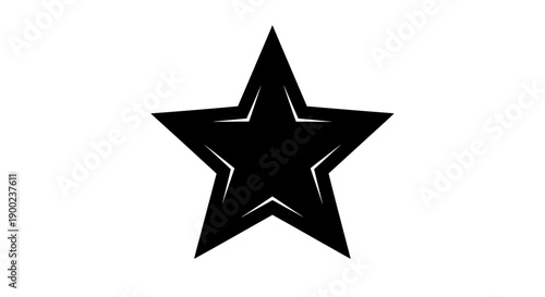 Black geometric five point star icon illustration isolated on white background for design symbol