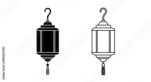 Traditional Arabic hanging lantern icon with tassel for Ramadan and Islamic festive decoration