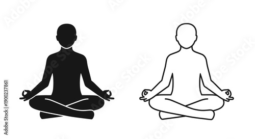 Person in yoga meditation pose zen wellness vector icon