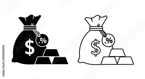 Financial Money Bag with Gold Bars and Dollar Sign Vector Illustration