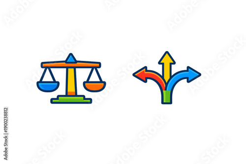 Balance and choice symbols showing the idea of making decisions and weighing options in life